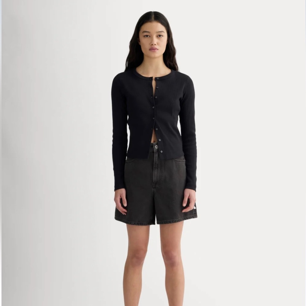 Everlane The A-Line Denim Short in Washed Black size 23 NWT